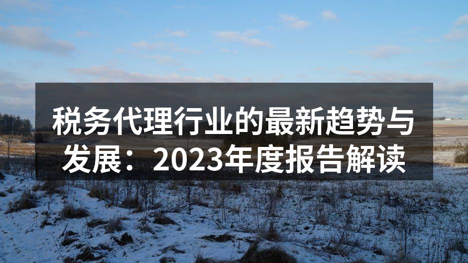 税务代理行业的最新趋势与发展：2023年度报告解读