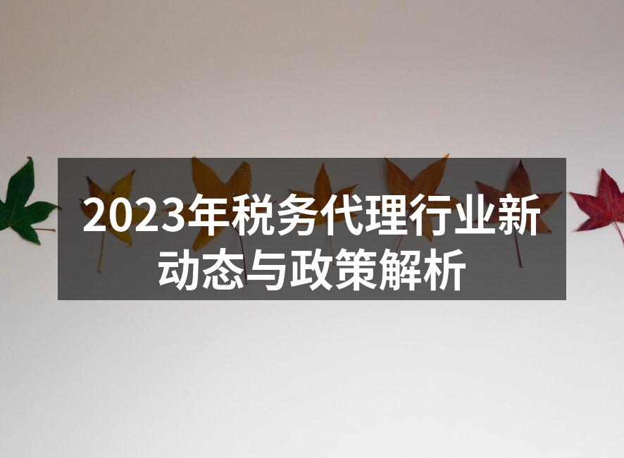 2023年税务代理行业新动态与政策解析